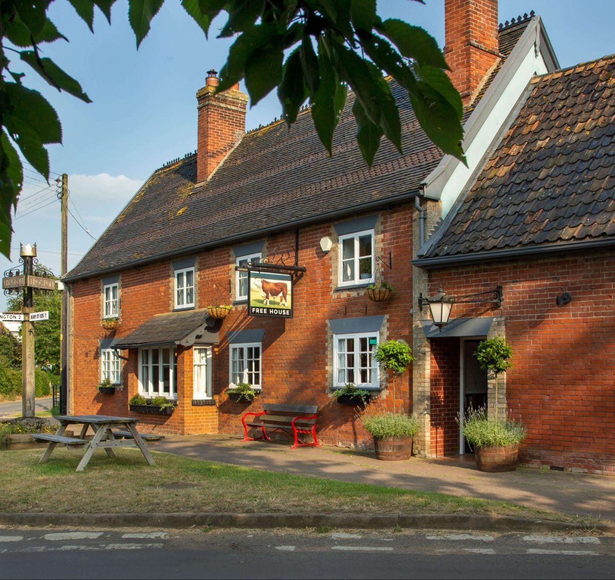 Outside view of The Bull Freehouse Pub in Suffolk.